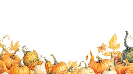 Wall Mural - Halloween background with pumpkins and leaves