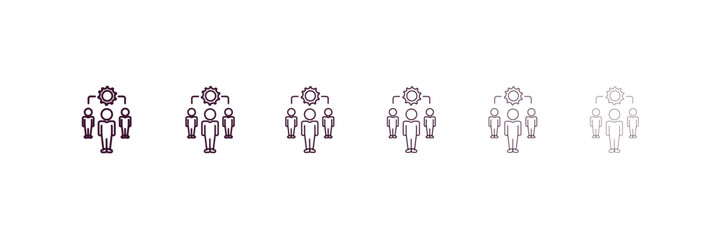 teamwork outline icon. Linear vector from human resources concept. 6 different line style teamwork icon included thin, light, regular, medium, bold, black