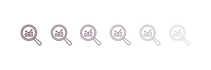 Poster - analysis outline icon. Linear vector from human resources concept. 6 different line style analysis icon included thin, light, regular, medium, bold, black
