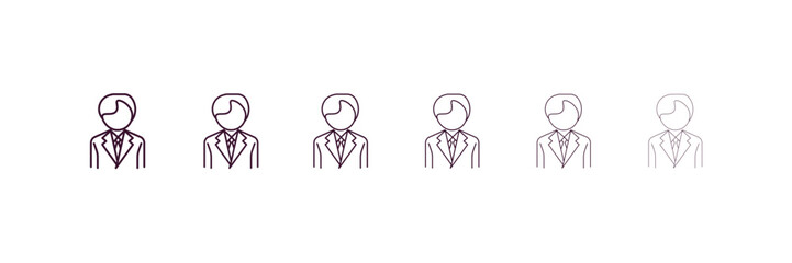 employee outline icon. Linear vector from human resources concept. 6 different line style employee icon included thin, light, regular, medium, bold, black