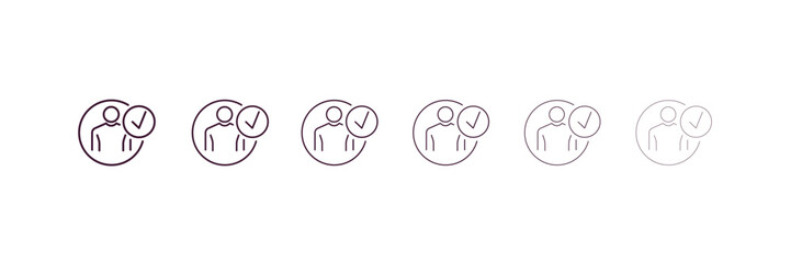 Poster - candidate outline icon. Linear vector from human resources concept. 6 different line style candidate icon included thin, light, regular, medium, bold, black