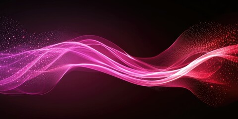 Canvas Print - Abstract flowing waves in pink and purple tones on a dark background.