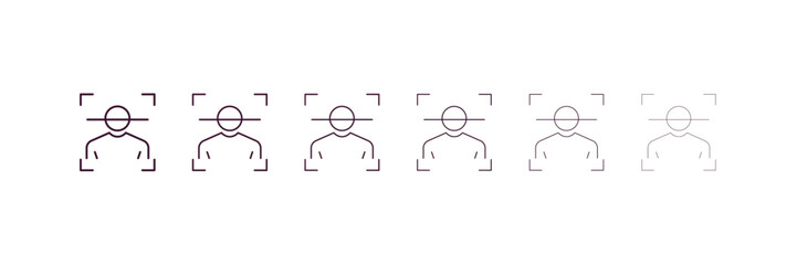 Poster - facial recognition outline icon. Linear vector from internet security concept. 6 different line style facial recognition icon included thin, light, regular, medium, bold, black
