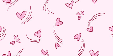Poster - Doodle hearts on set. hand drawn style. love symbol. vector illustration