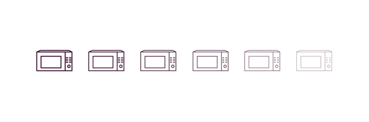 Poster - microwave oven outline icon. Linear vector from kitchen concept. 6 different line style microwave oven icon included thin, light, regular, medium, bold, black