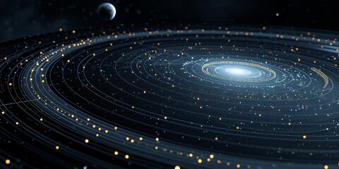 Poster - A glowing galaxy spiral with a bright center, representing the vastness of the cosmos and the beauty of the universe's celestial formations.