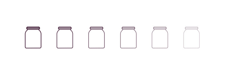 Poster - jar outline icon. Linear vector from kitchen concept. 6 different line style jar icon included thin, light, regular, medium, bold, black