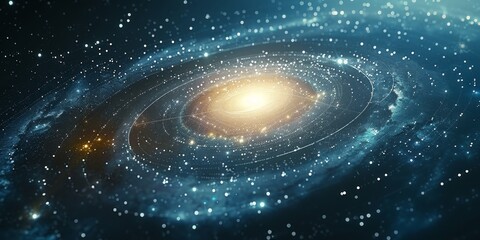 Poster - A glowing galaxy spiral with a bright center, representing the vastness of the cosmos and the beauty of the universe's celestial formations.