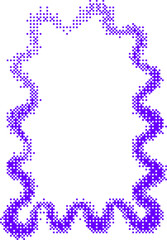 Poster - Pixel pattern texture wavy frame. Bitmap dotted retro abstract border. Neon grainy glitch shape. Dither squiggle geometric element