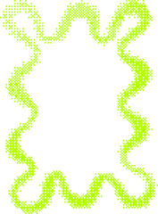 Poster - Pixel pattern texture wavy frame. Bitmap dotted retro abstract border. Neon grainy glitch shape. Dither squiggle geometric element