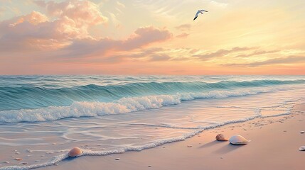 Serene Sunset Over Tranquil Ocean Waves