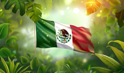 Mexico flag on nature background