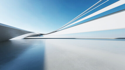 Wall Mural - 3d render of abstract curve structure futuristic architecture with empty concrete floor