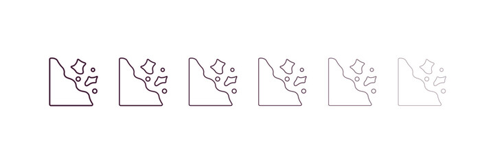 Poster - falling debris outline icon. Linear vector from nature concept. 6 different line style falling debris icon included thin, light, regular, medium, bold, black