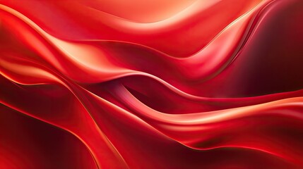 Poster - A bright abstract red background with smooth curves and gradients, offering a bold and powerful aesthetic.