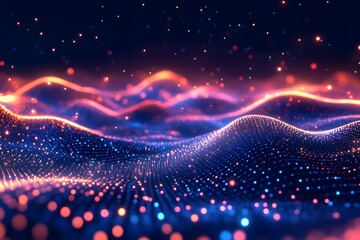 Poster - Digital landscape on a dark backdrop, embodying the concept of data flow.. Generative AI.