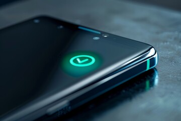Aufkleber - Fingerprint scan on a smartphone screen, illustrating biometric security technology for secure access and data protection on mobile devices.