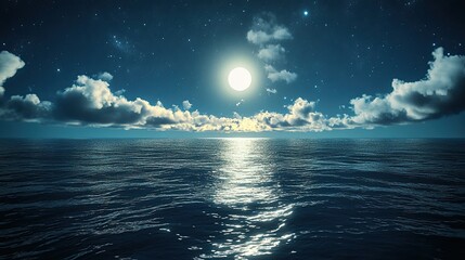 Serene Night Sky Over Calm Ocean