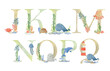 © Tapilipa - Watercolor sea animals letters.