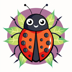 Wall Mural - Cute Ladybug Cartoon – Flat Simple Vector Illustration for VFX, News, and Book Publishing