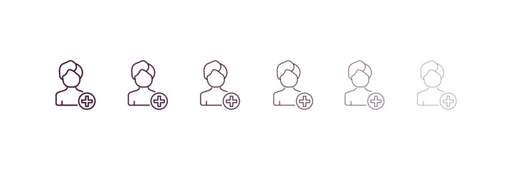 Poster - pacient outline icon. Linear vector from people concept. 6 different line style pacient icon included thin, light, regular, medium, bold, black