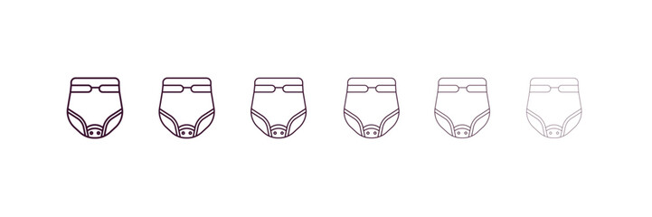 baby diaper outline icon. Linear vector from people concept. 6 different line style baby diaper icon included thin, light, regular, medium, bold, black