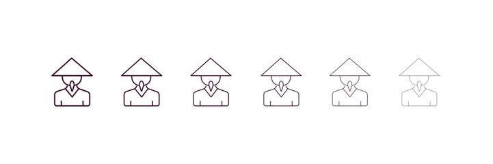 Poster - vietnamese outline icon. Linear vector from people concept. 6 different line style vietnamese icon included thin, light, regular, medium, bold, black