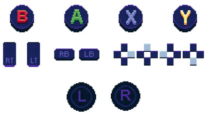 Aufkleber - controller buttons vector set. Full games set buttons. controller triggers and bumpers vector illustration. Joysticks. controller game pad directions set