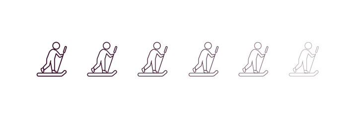 Poster - man skiing outline icon. Linear vector from people concept. 6 different line style man skiing icon included thin, light, regular, medium, bold, black