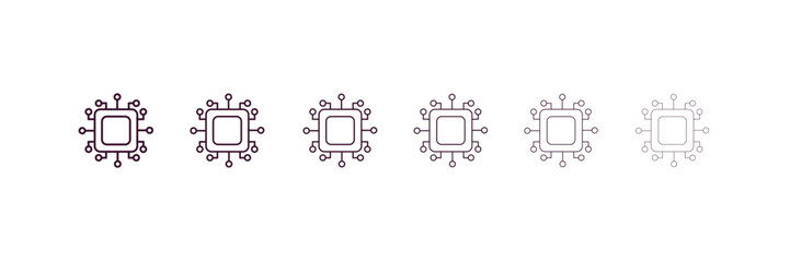 Poster - hardware outline icon. Linear vector from programming concept. 6 different line style hardware icon included thin, light, regular, medium, bold, black