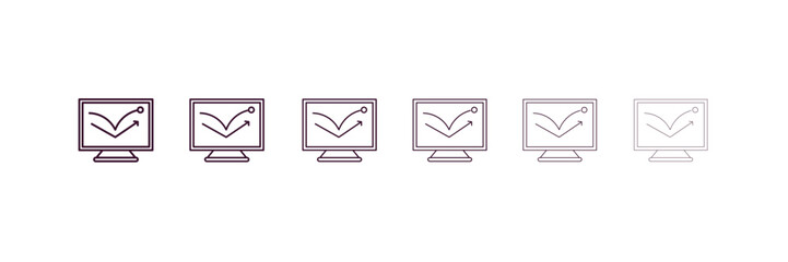 Poster - advertising bounce outline icon. Linear vector from programming concept. 6 different line style advertising bounce icon included thin, light, regular, medium, bold, black
