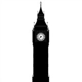 Fototapeta Big Ben - Big Ben Silhouette, Illustration Isolated On White Background