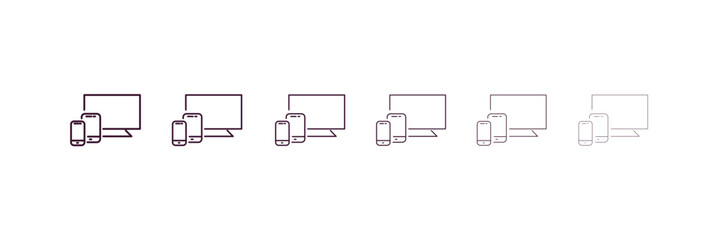 Aufkleber - responsive outline icon. linear vector from programming concept. 6 different line style responsive i