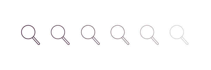 Poster - search outline icon. Linear vector from programming concept. 6 different line style search icon included thin, light, regular, medium, bold, black