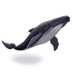 Sticker - Blue Whale Silhouette, Illustration Isolated On White Background