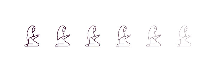 Aufkleber - muslim woman praying outline icon. linear vector from religion concept. 6 different line style musli