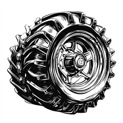 Poster - Tractor Tire Silhouette, Illustration Isolated On White Background