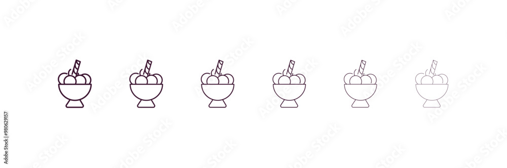 ice cream balls cup outline icon. Linear vector from restaurant concept ...