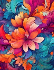 Poster - Vibrant floral pattern