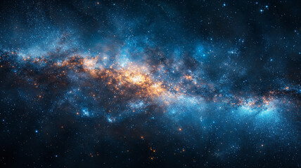 Wall Mural - stars constellation shining in deep blue space, milky way, cosmic nebula background