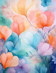 Canvas Print - Soft watercolor floral art