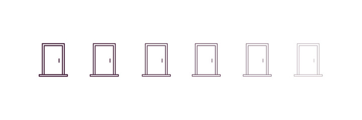 Poster - doors outline icon. Linear vector from tools concept. 6 different line style doors icon included thin, light, regular, medium, bold, black