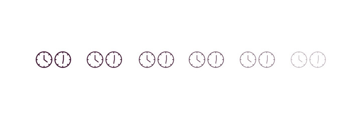 Wall Mural - clocks outline icon. Linear vector from tools concept. 6 different line style clocks icon included thin, light, regular, medium, bold, black