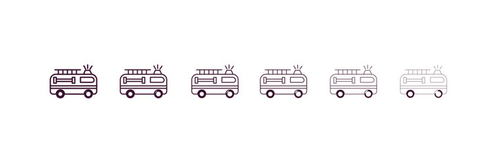 Poster - firetruck outline icon. Linear vector from tools concept. 6 different line style firetruck icon included thin, light, regular, medium, bold, black