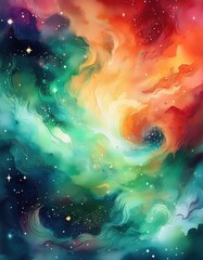 Vibrant swirling galaxy art