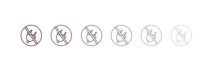 Poster - no plug outline icon. linear vector from traffic signs concept. 6 different line style no plug icon 