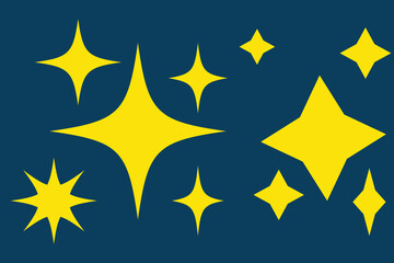 Wall Mural - hand drawn gold star collection on black background. vector illustration
