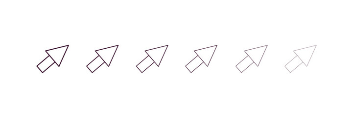 Poster - right up arrow outline icon. linear vector from user interface concept. 6 different line style right