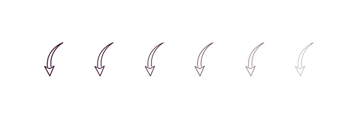 Poster - downward rotation outline icon. linear vector from user interface concept. 6 different line style do
