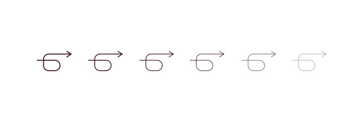 Aufkleber - right loop arrow outline icon. Linear vector from user interface concept. 6 different line style right loop arrow icon included thin, light, regular, medium, bold, black